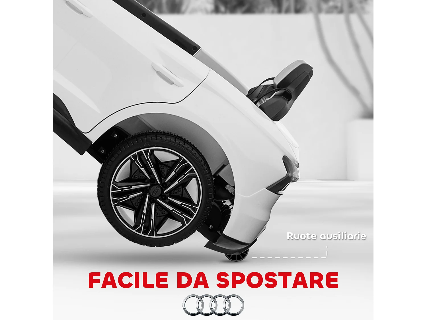 Macchina elettrica per bambini 3-5 anni con sospensioni bianca e nera