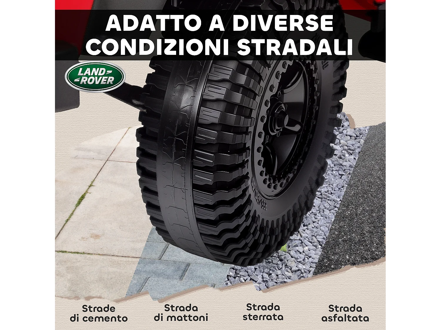 Macchina elettrica bambini 3-5 anni land rover con telecomando rosso