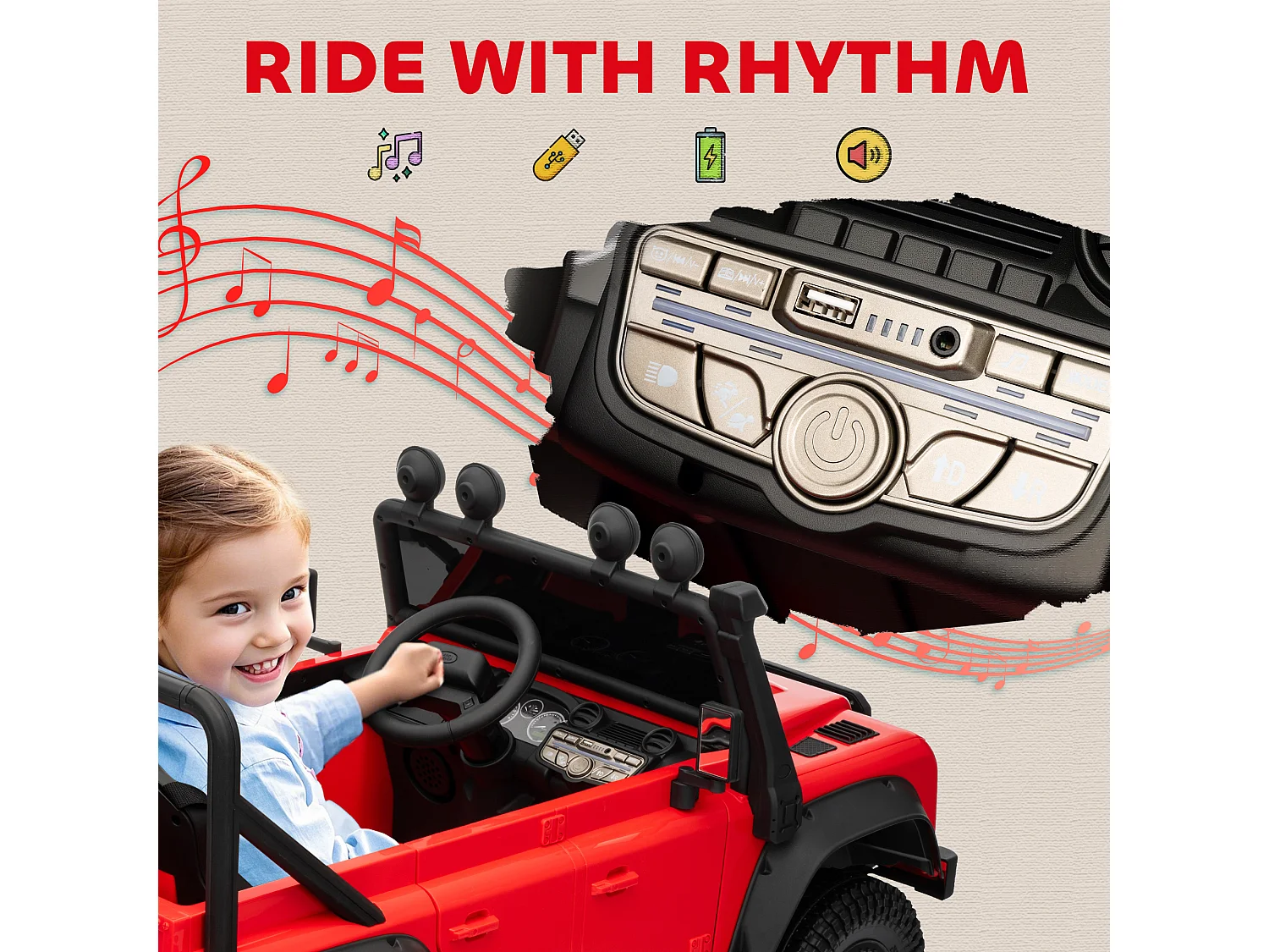 Macchina elettrica bambini 3-5 anni land rover con telecomando rosso