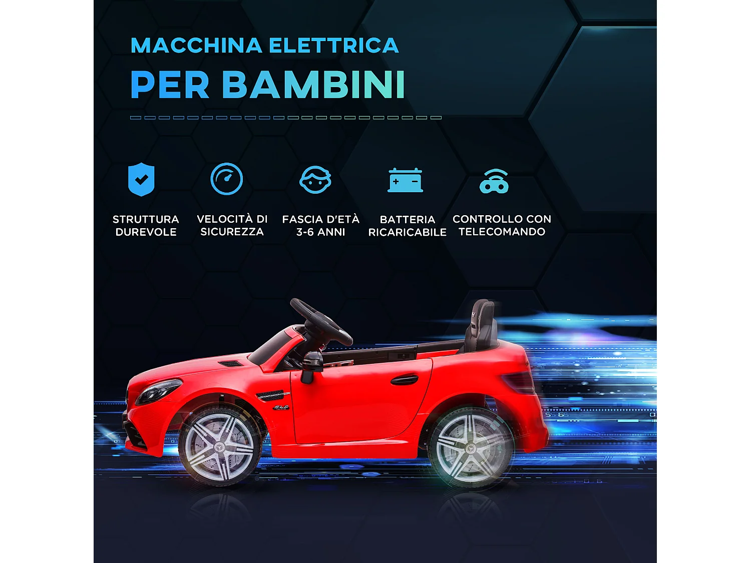 Macchina elettrica per bambini mercedes slc 300 con telecomando rosso