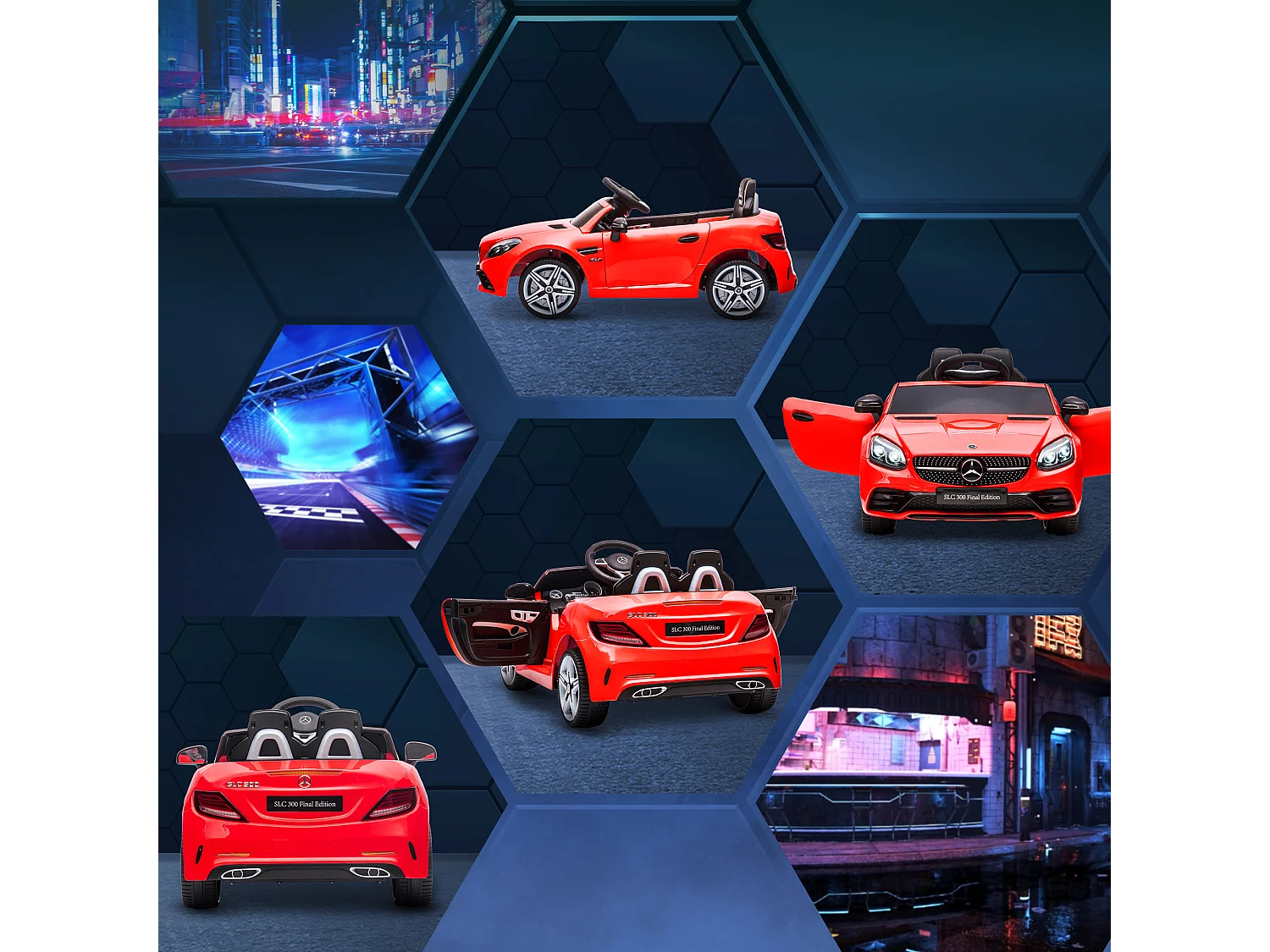 Macchina elettrica per bambini mercedes slc 300 con telecomando rosso