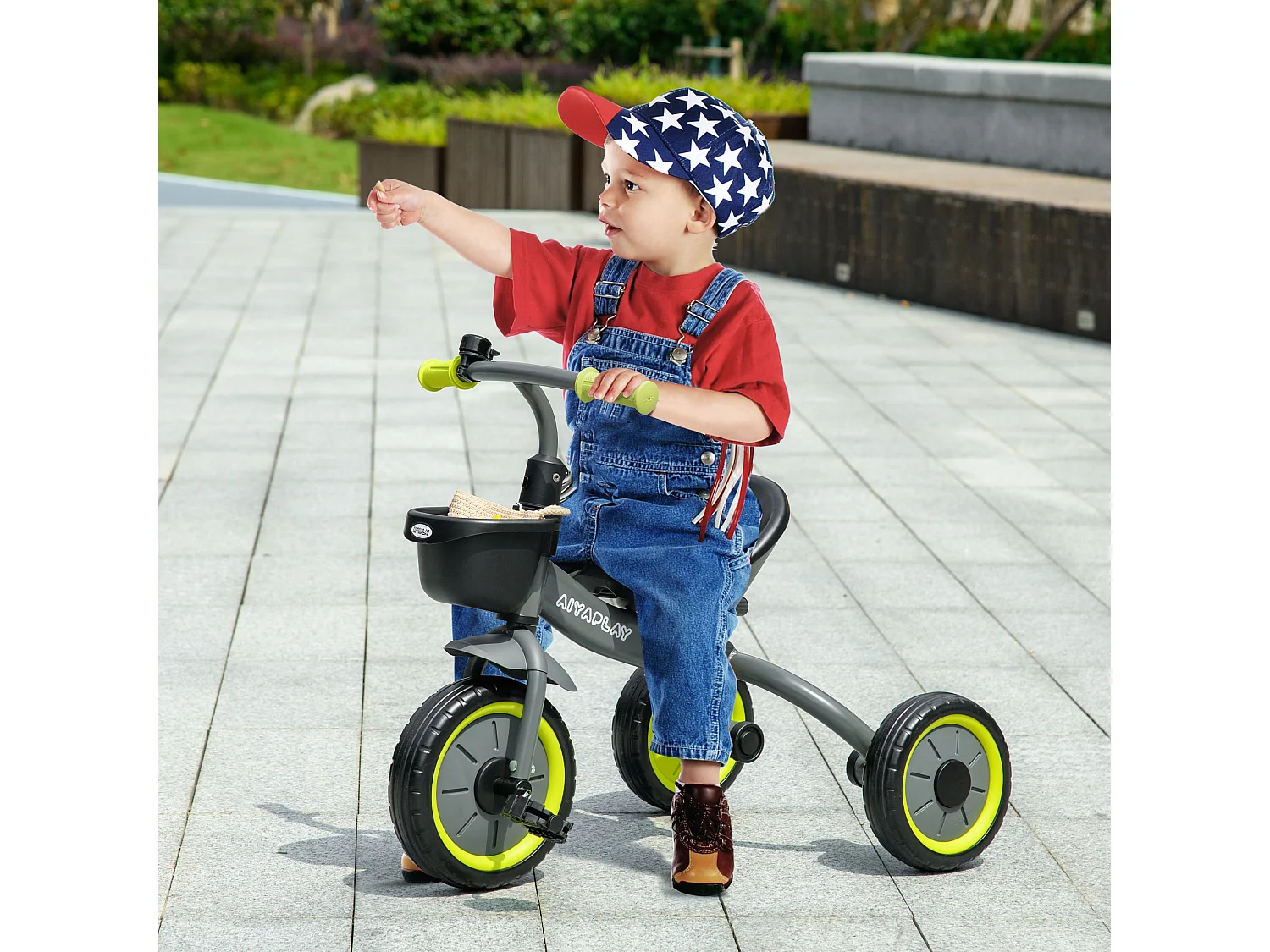 Triciclo per bimbi 2-5 anni regolabile con campanello nero