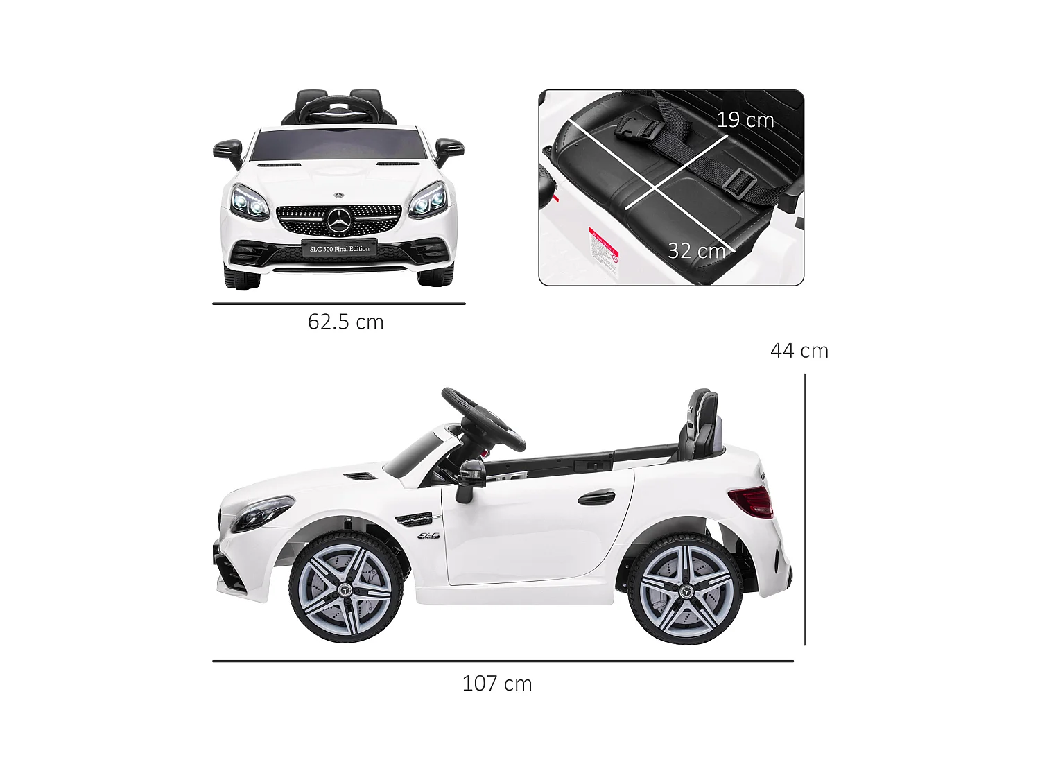 Macchina elettrica per bambini mercedes slc 300 con telecomando bianco