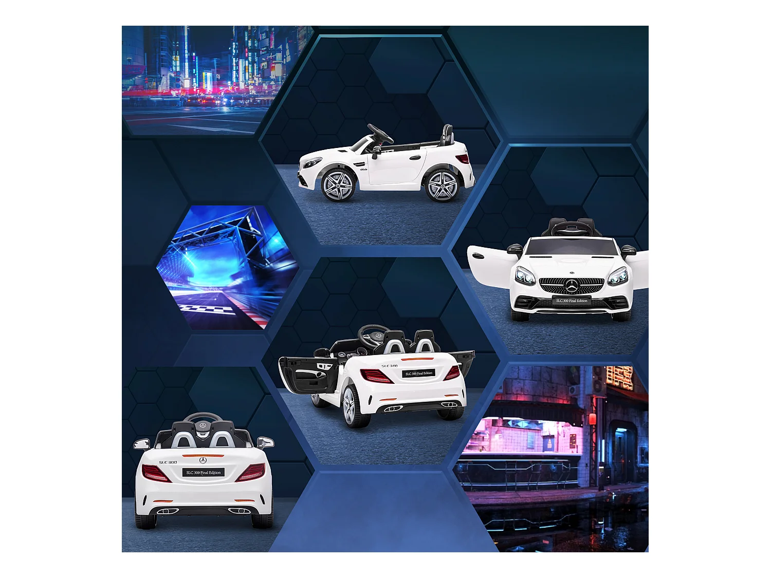 Macchina elettrica per bambini mercedes slc 300 con telecomando bianco