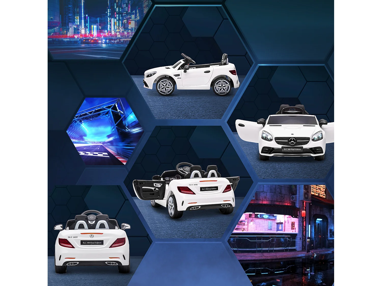 Macchina elettrica per bambini mercedes slc 300 con telecomando bianco