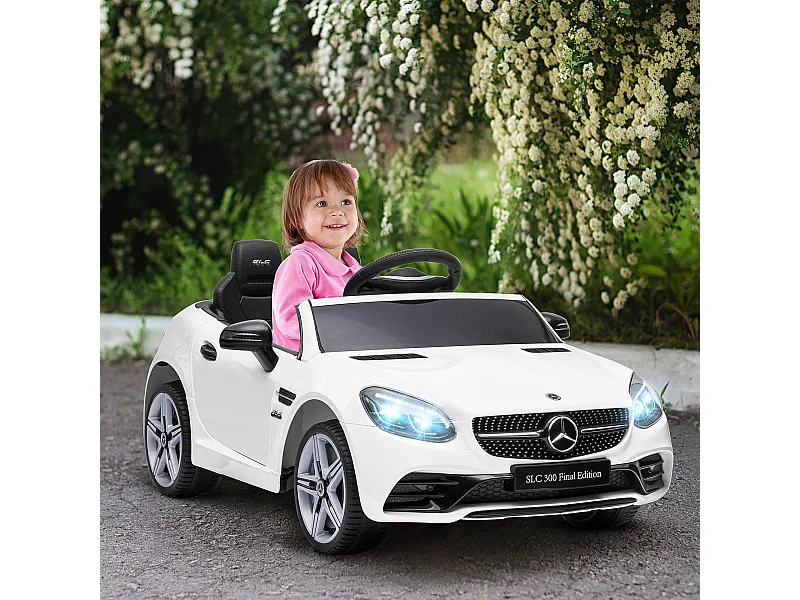 Macchina elettrica per bambini mercedes slc 300 con telecomando bianco