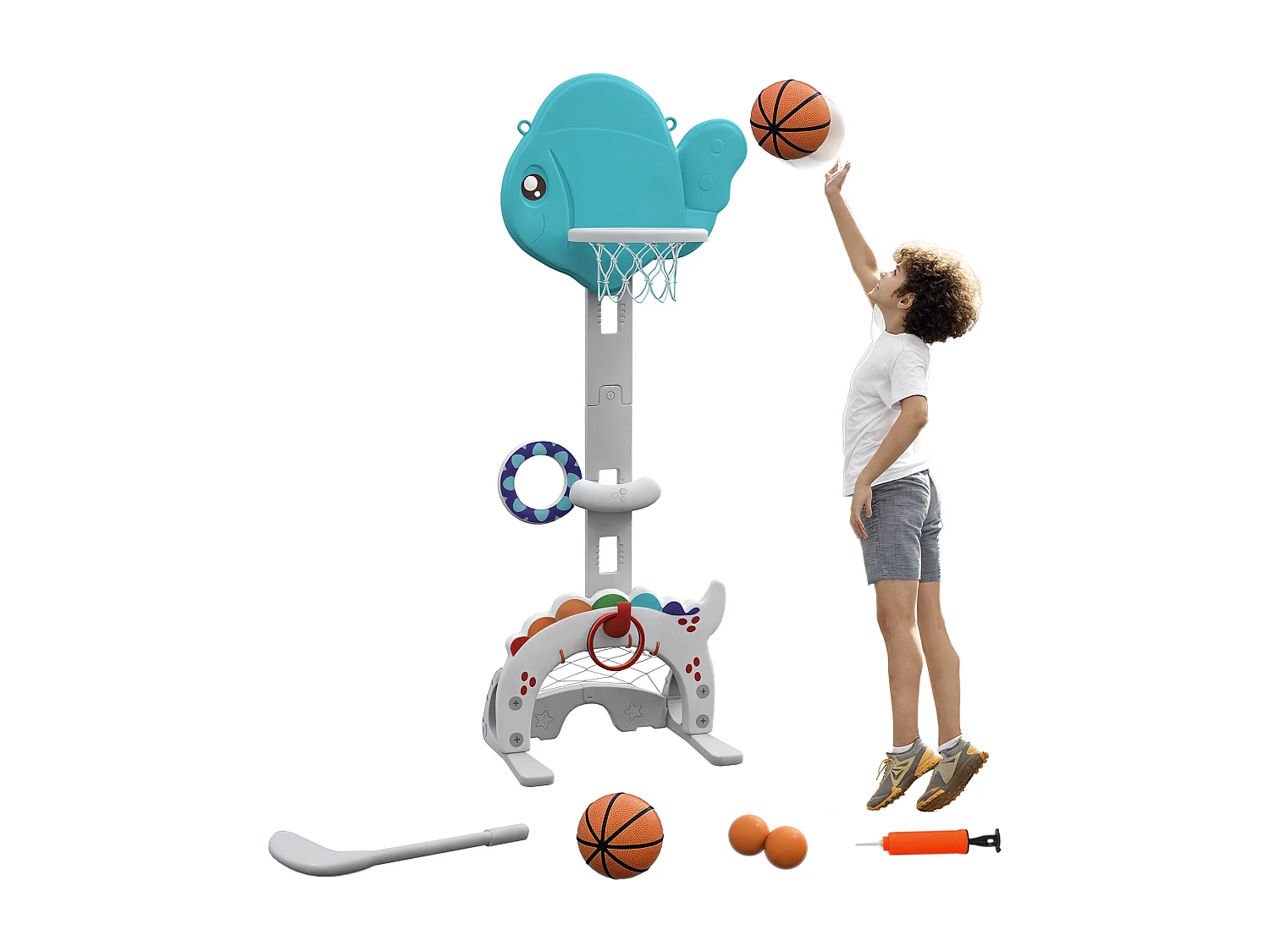 Canestro basket per bambini 3-6 anni 5 in 1 con altezza regolabile