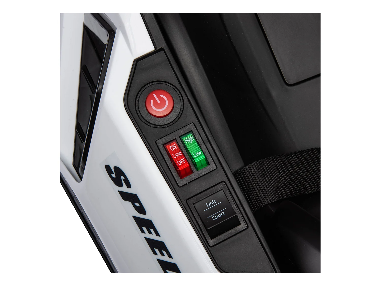 Go kart elettrico per bambini con seggiolino regolabile bianco