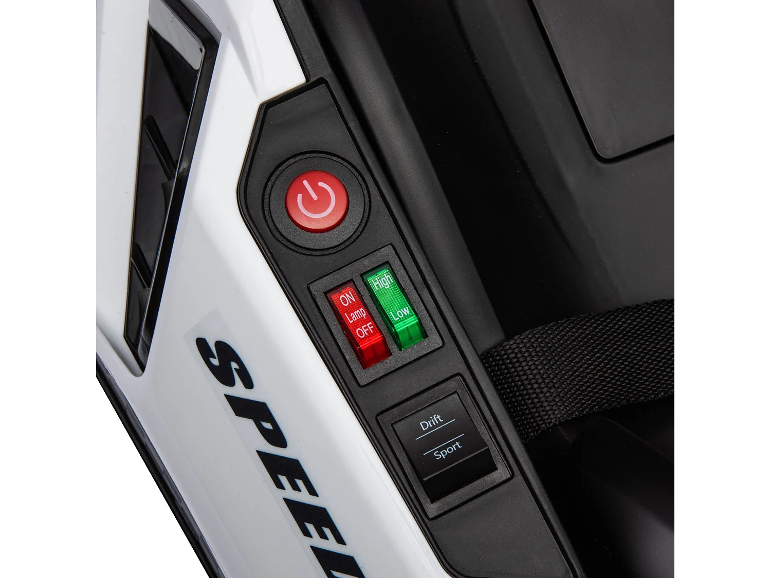 Go kart elettrico per bambini con seggiolino regolabile bianco