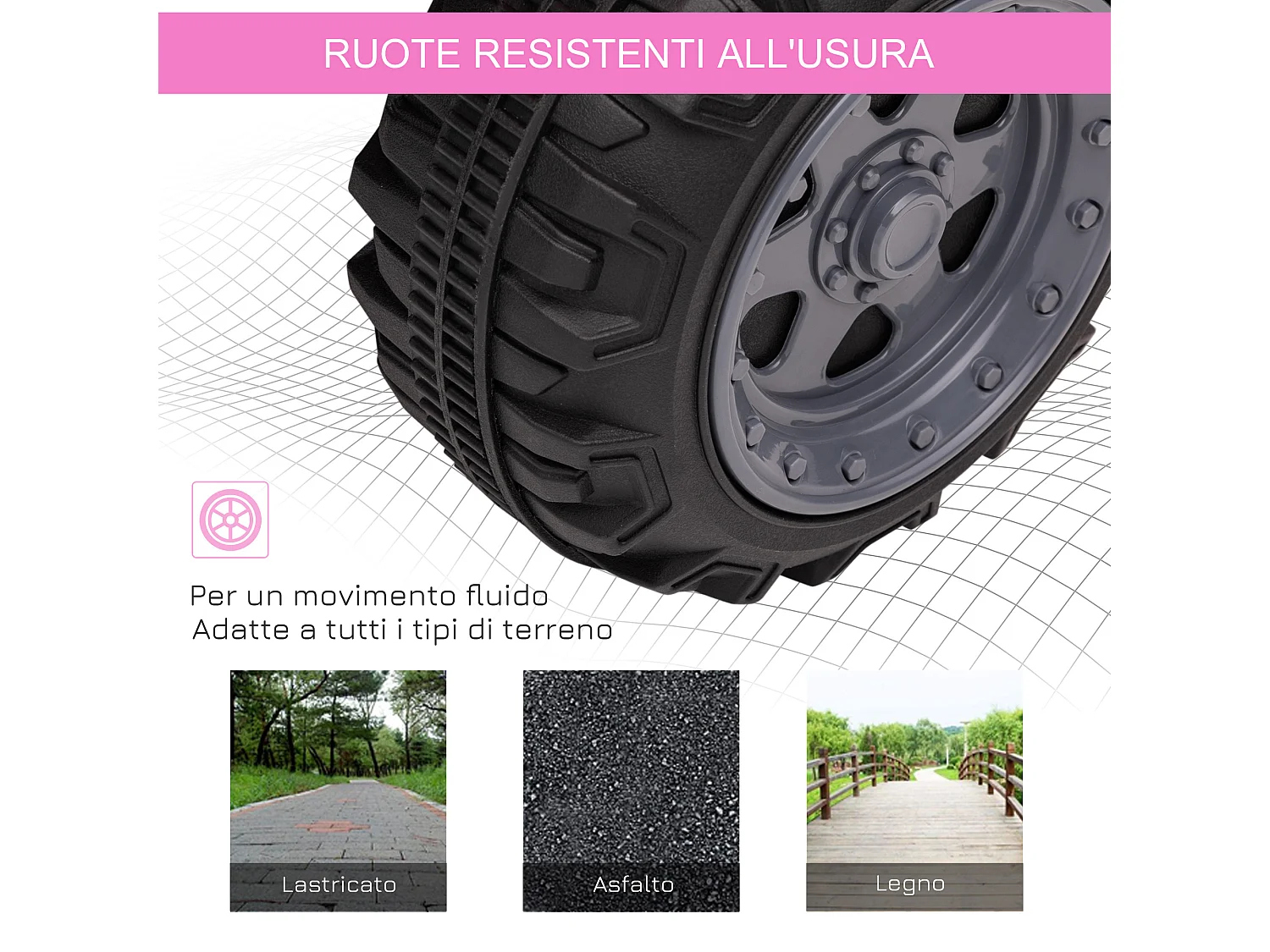 Mini quad elettrico per bambini 18-36 mesi con batteria 6v rosa