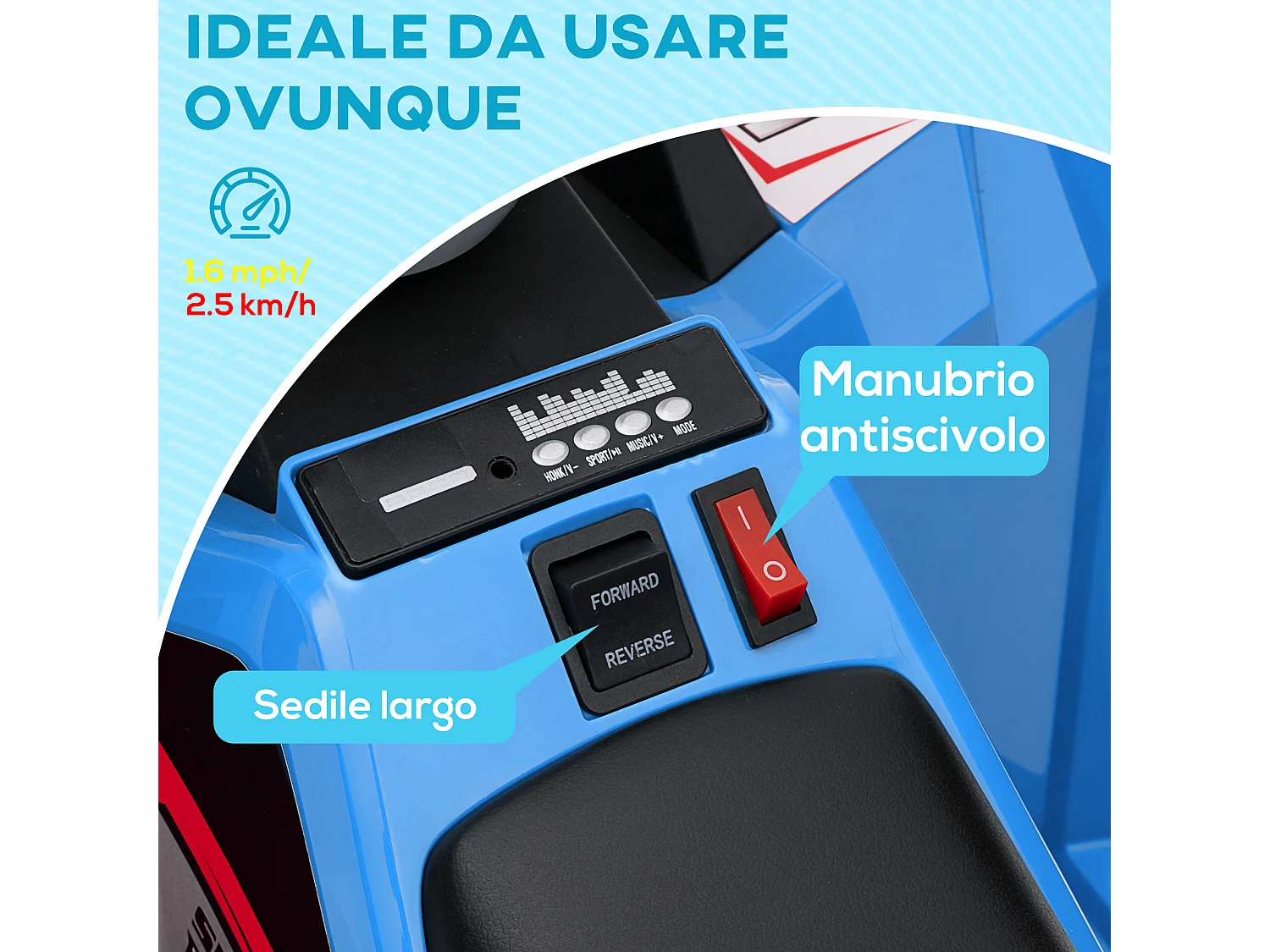 Quad per bambini 18-36 mesi in pp e metallo velocità 2.5 km/h