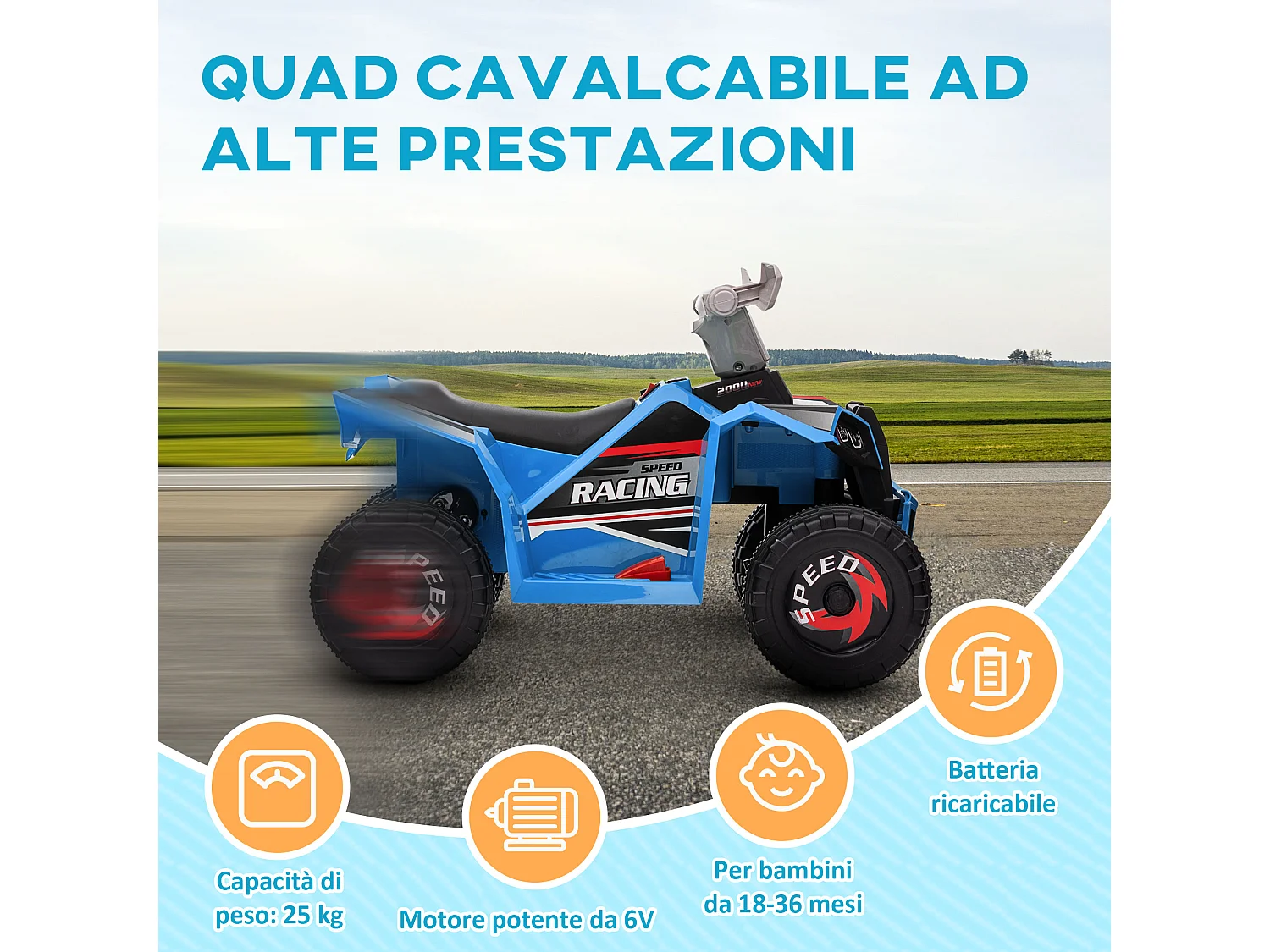 Quad per bambini 18-36 mesi in pp e metallo velocità 2.5 km/h