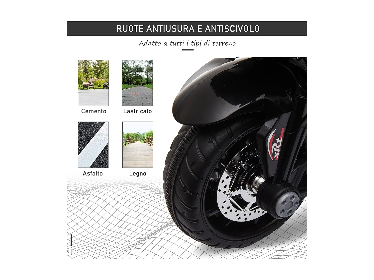 Moto elettrica bimbi 3-5 anni batteria 6v velocità 3km/h rossa