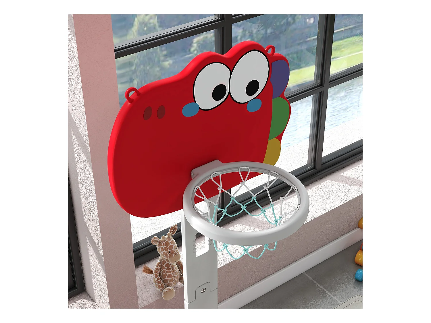 Canestro basket per bambini 3-6 anni 5 in 1 altezza regolabile rosso