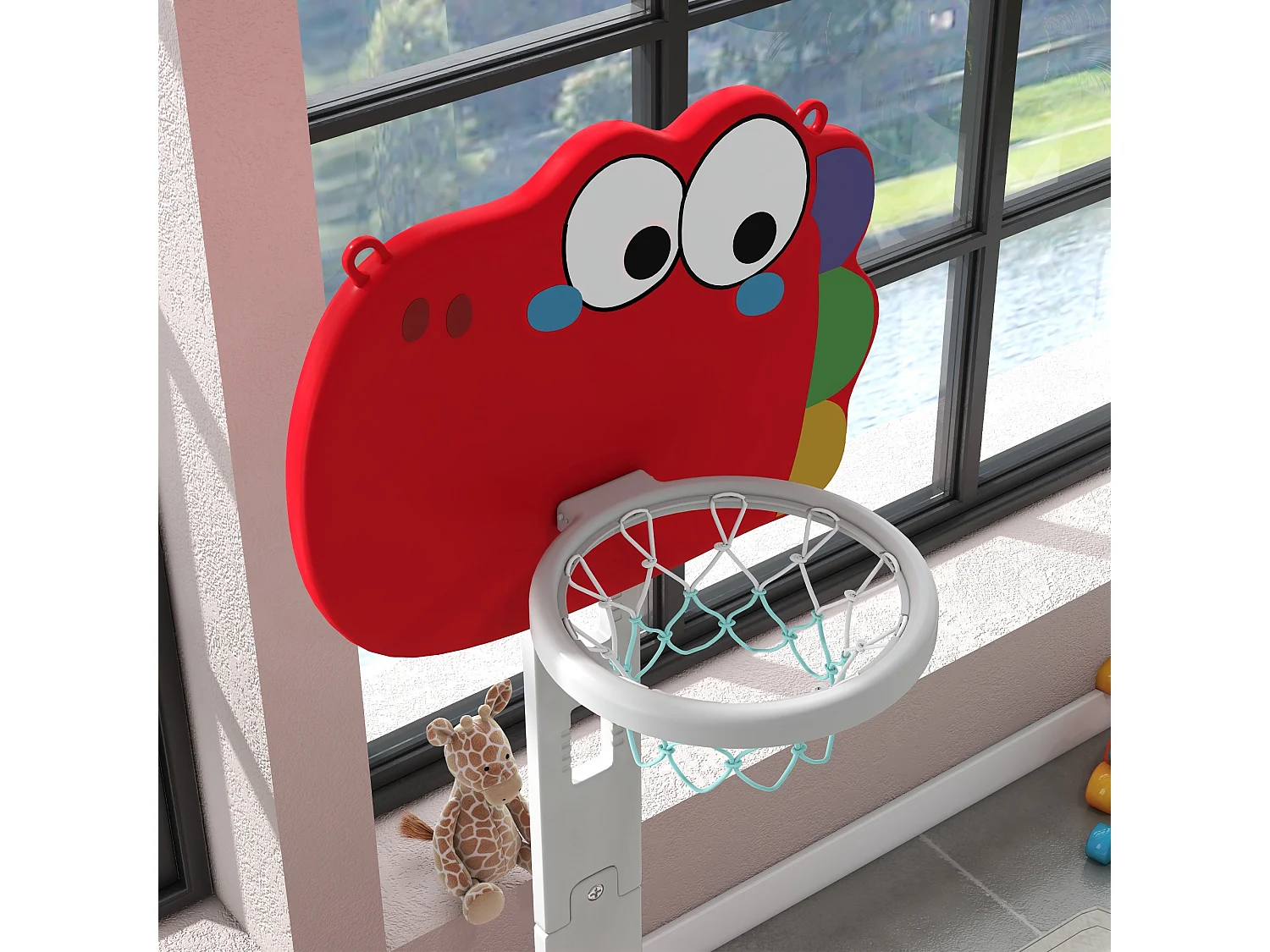 Canestro basket per bambini 3-6 anni 5 in 1 altezza regolabile rosso