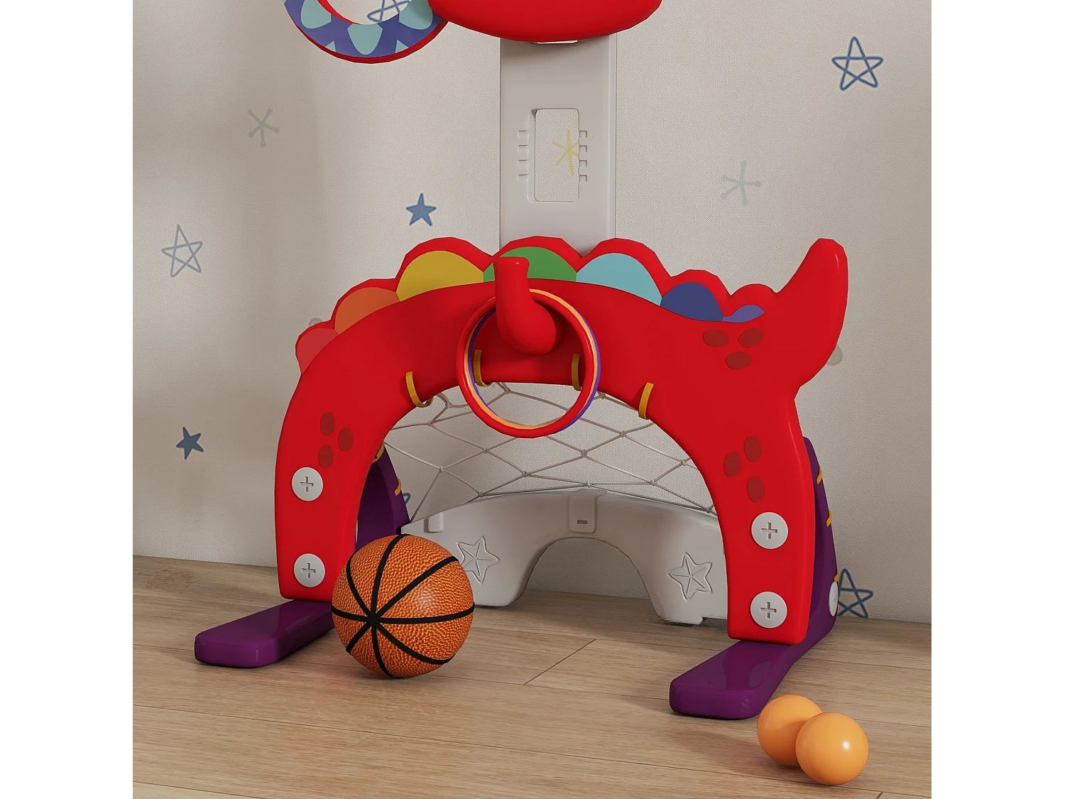 Canestro basket per bambini 3-6 anni 5 in 1 altezza regolabile rosso