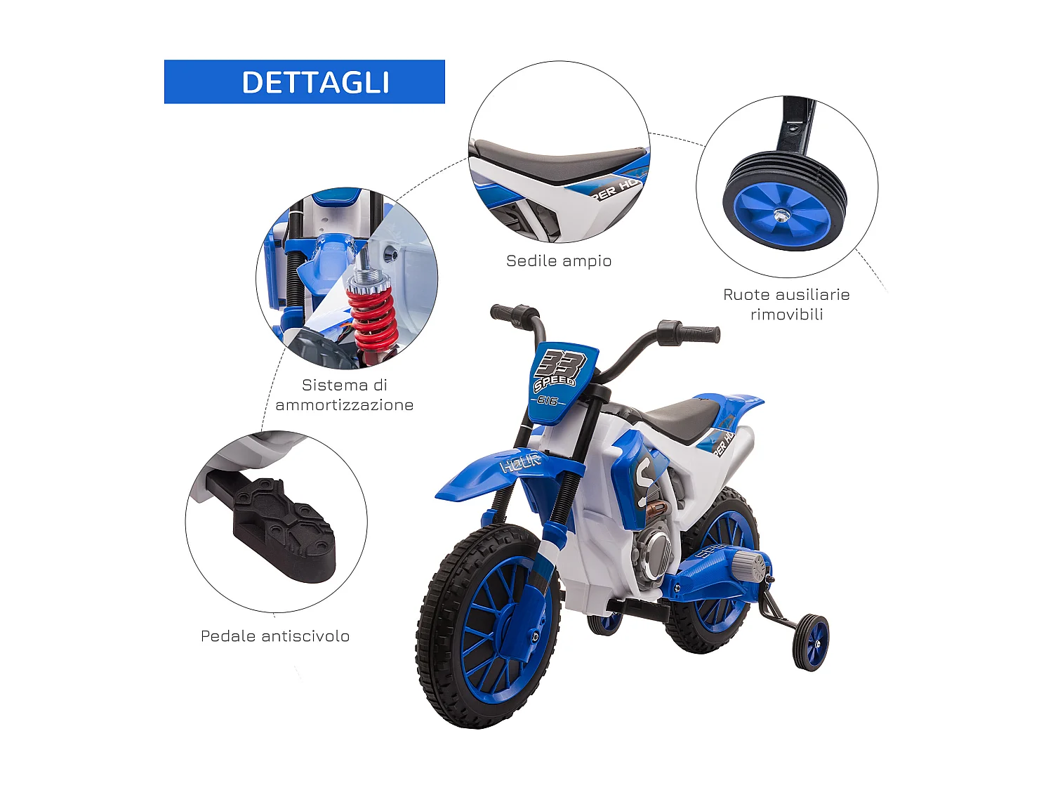 Moto elettrica per bambini batteria 12v ricaricabile rotelline