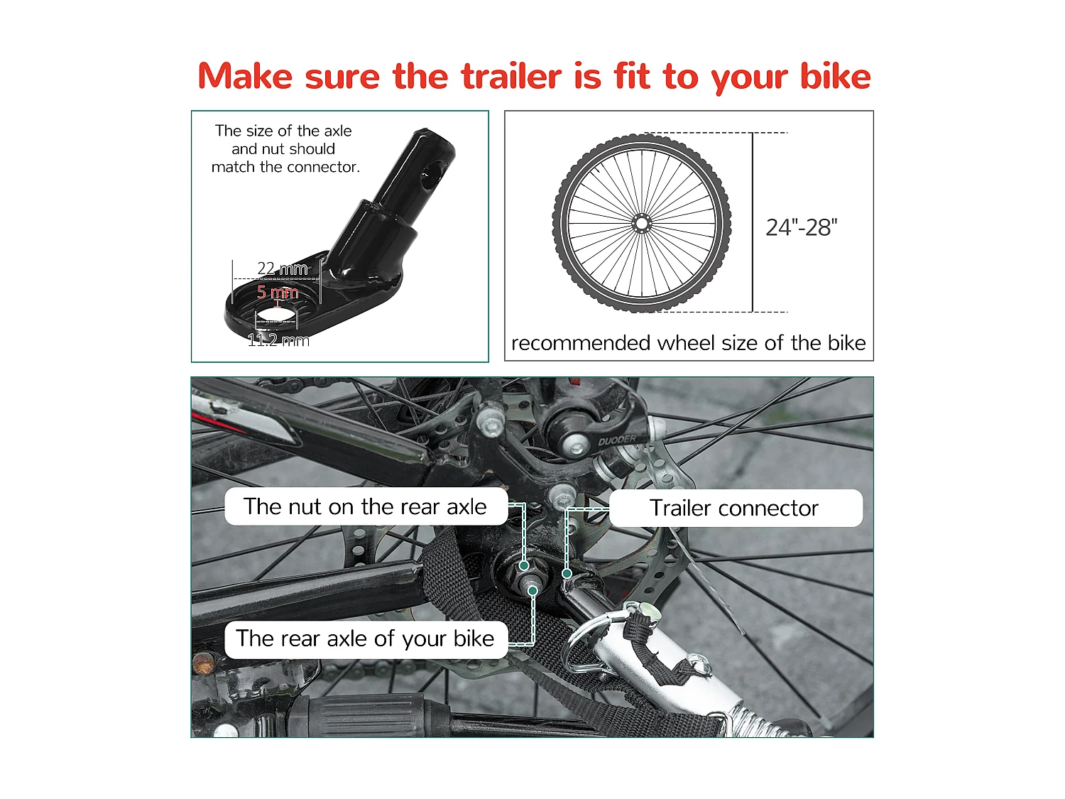Rimorchio bici per bambini passeggino 2 posti cintura e tasche