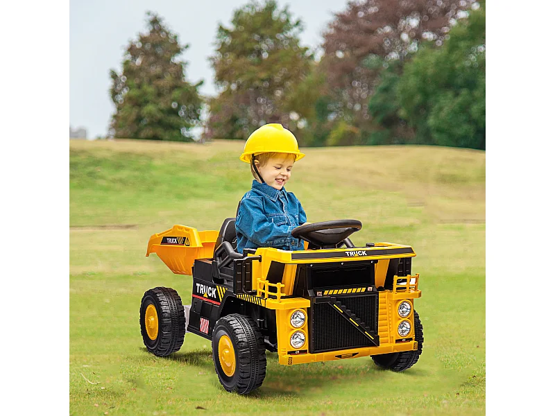 Camion per bambini 3-5 anni con motore 12v fari e musica giallo