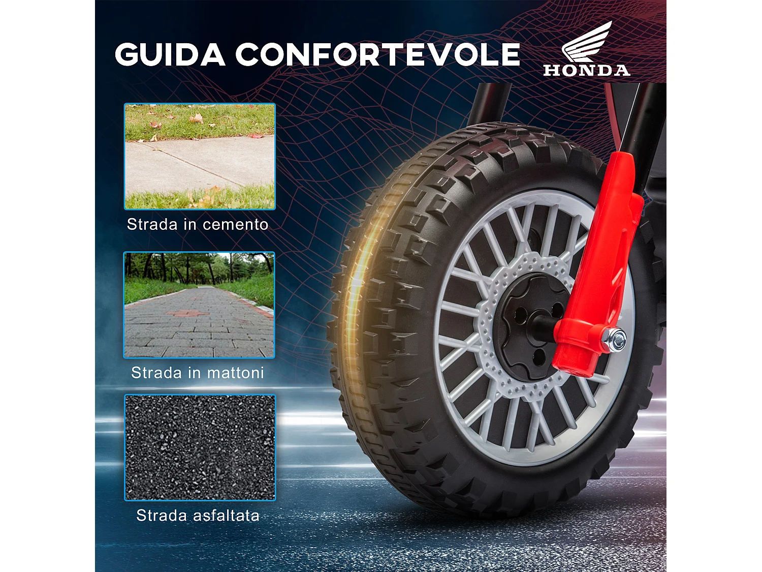 Moto elettrica per bambini 18-36 mesi honda crf450rl rosso