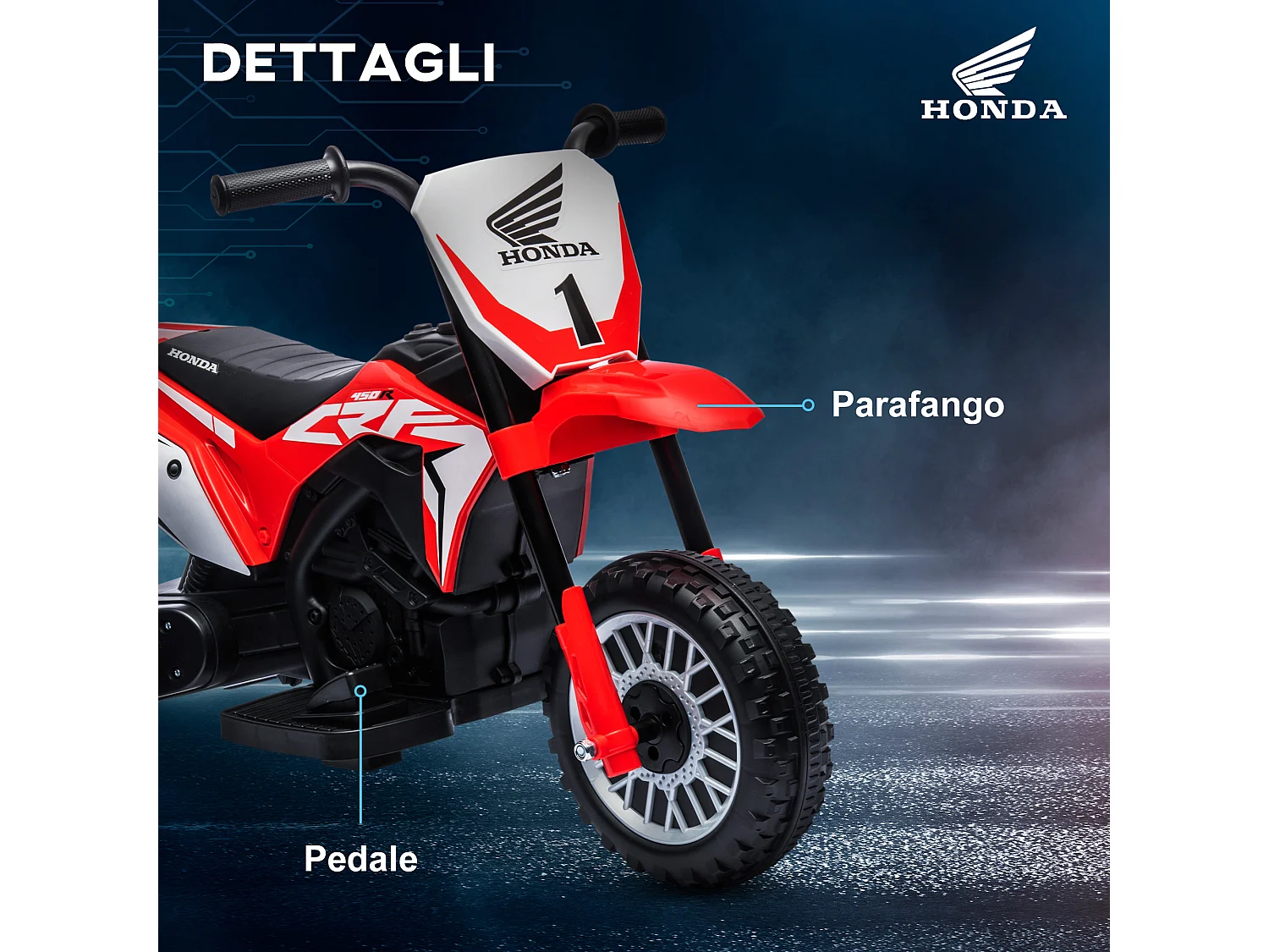 Moto elettrica per bambini 18-36 mesi honda crf450rl rosso