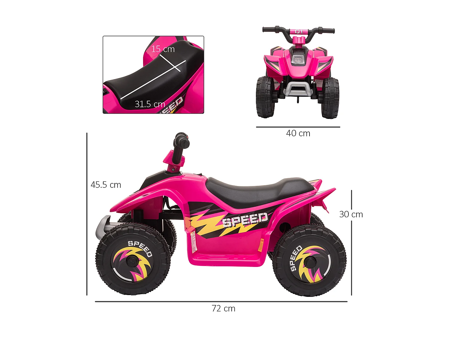 Quad elettrico per bambini 18-36 mesi a 6v rosa