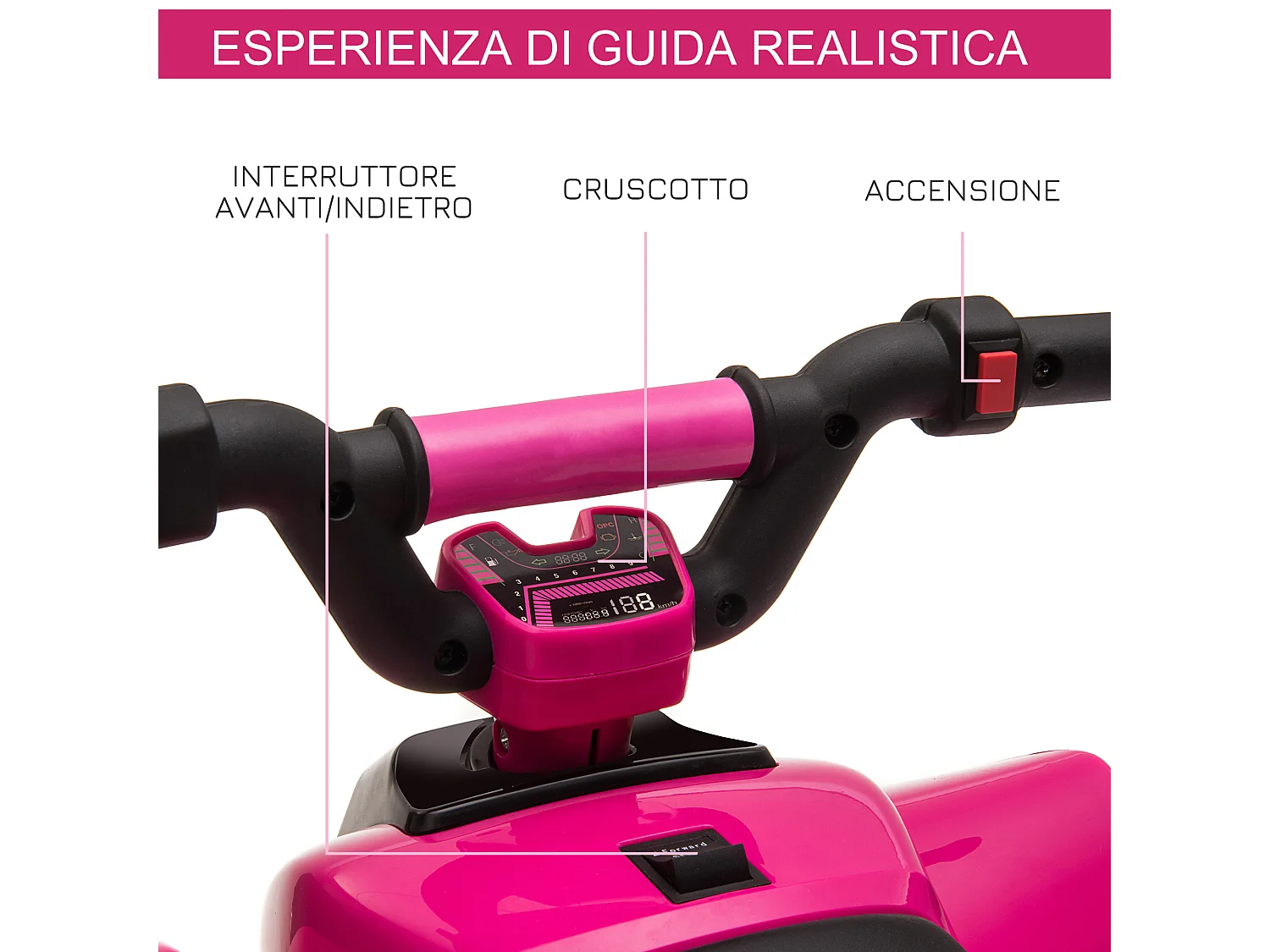 Quad elettrico per bambini 18-36 mesi a 6v rosa