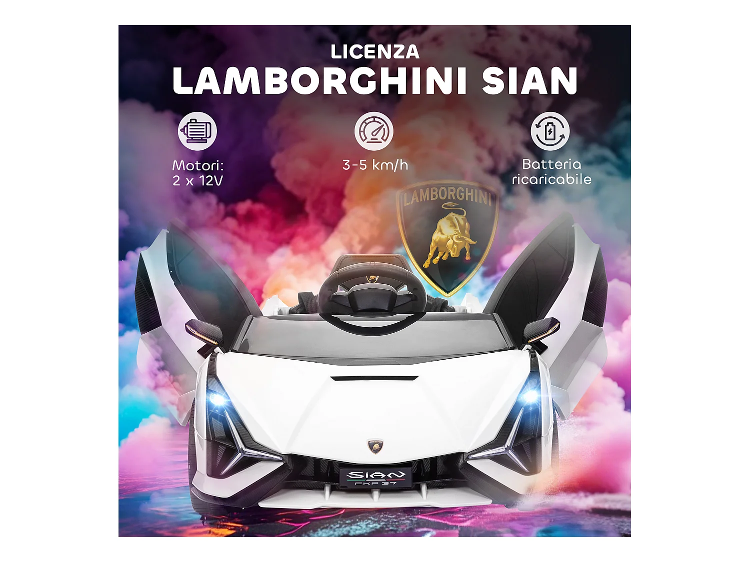 Macchina per bambini lamborghini 12v con telecomando bianco