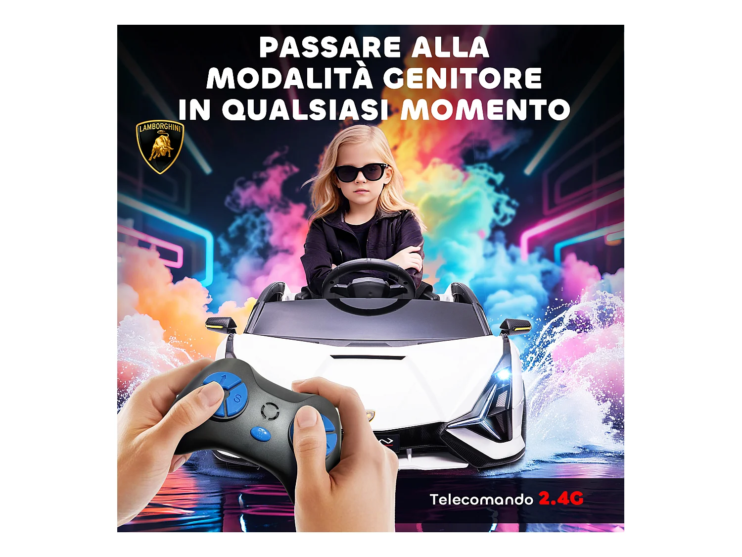 Macchina per bambini lamborghini 12v con telecomando bianco