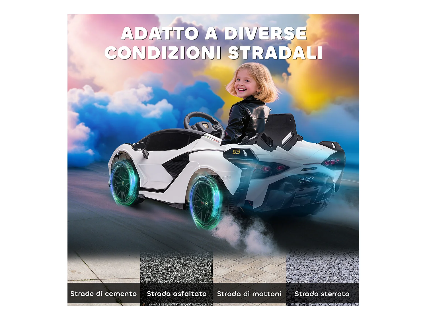 Macchina per bambini lamborghini 12v con telecomando bianco