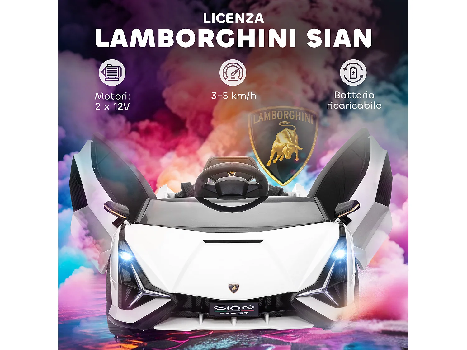 Macchina per bambini lamborghini 12v con telecomando bianco
