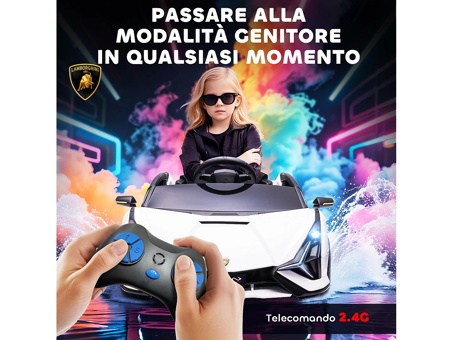 Macchina per bambini lamborghini 12v con telecomando bianco