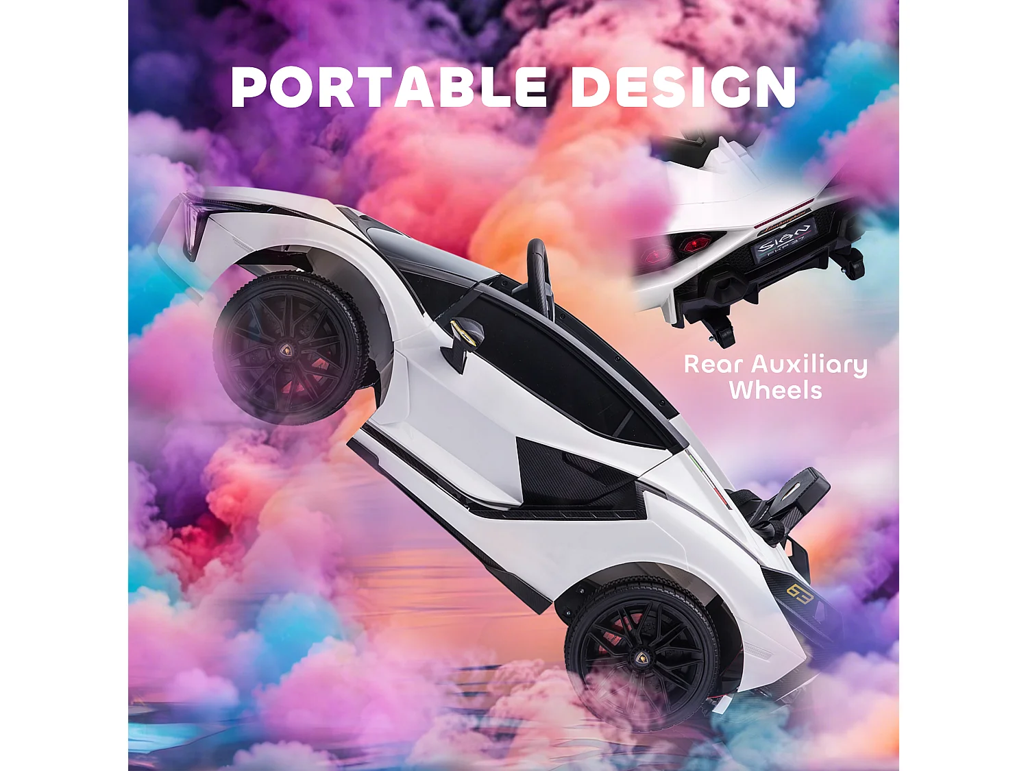 Macchina per bambini lamborghini 12v con telecomando bianco