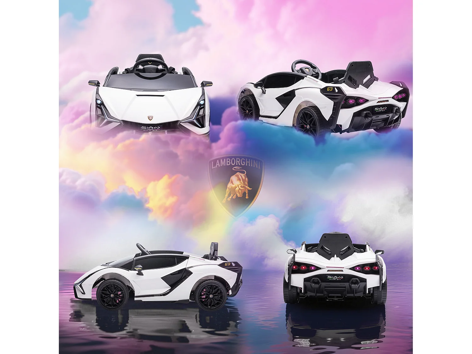 Macchina per bambini lamborghini 12v con telecomando bianco