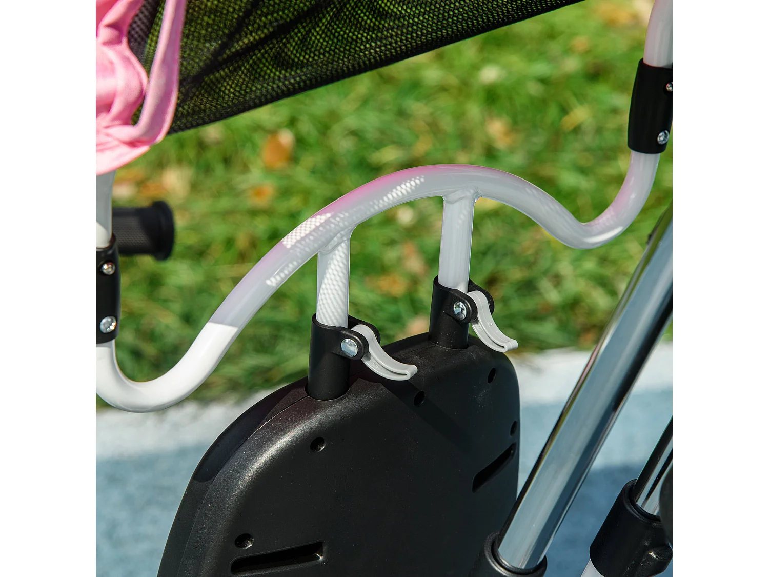 Triciclo passeggino con maniglione e tettuccio regolabile rosa