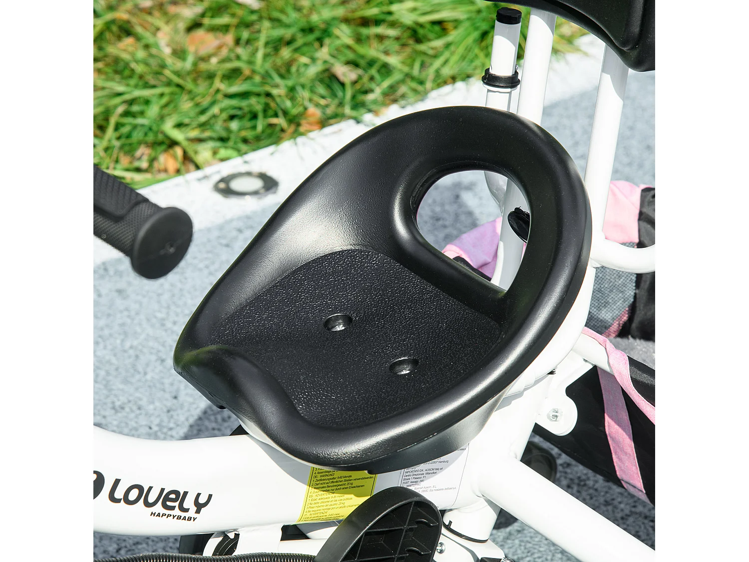 Triciclo passeggino con maniglione e tettuccio regolabile rosa