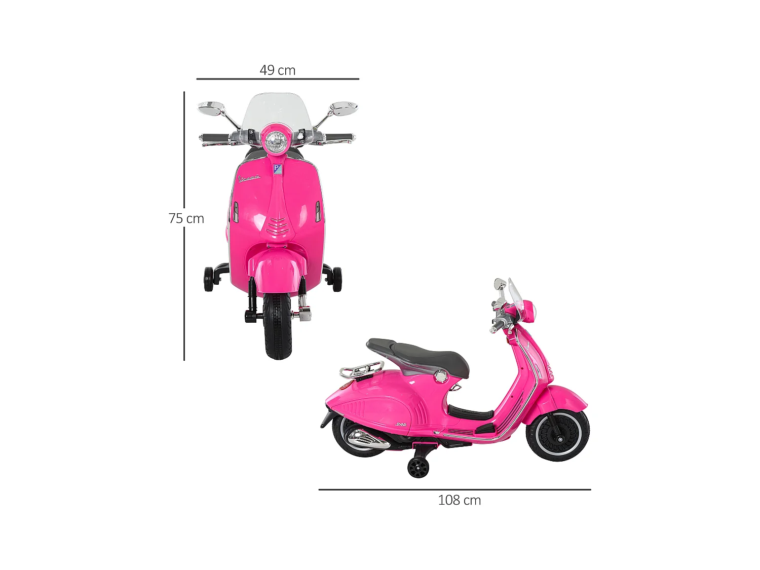 Moto elettrica per bambini con rotelle luci e suoni rosa