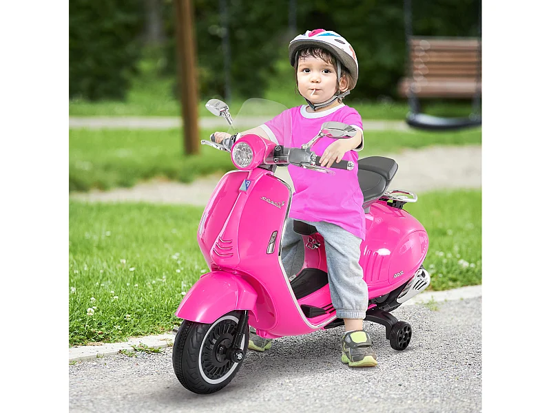 Moto elettrica per bambini con rotelle luci e suoni rosa
