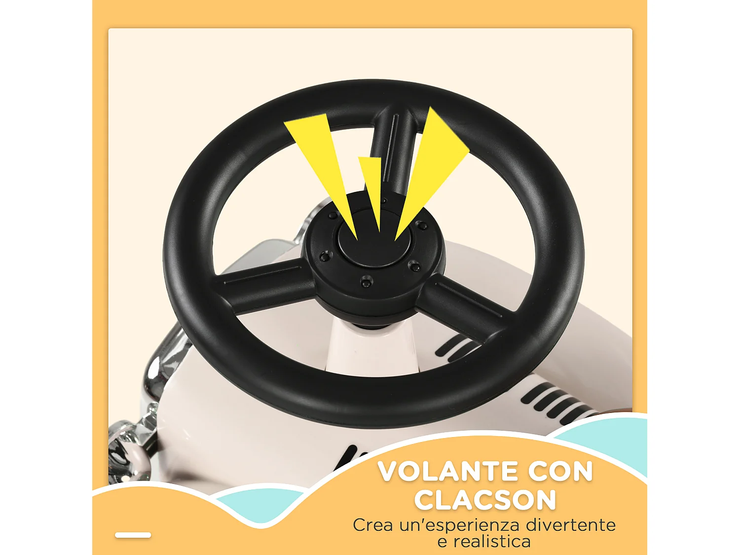 Macchina per bambini 12-36 mesi con clacson volante vano portaoggetti