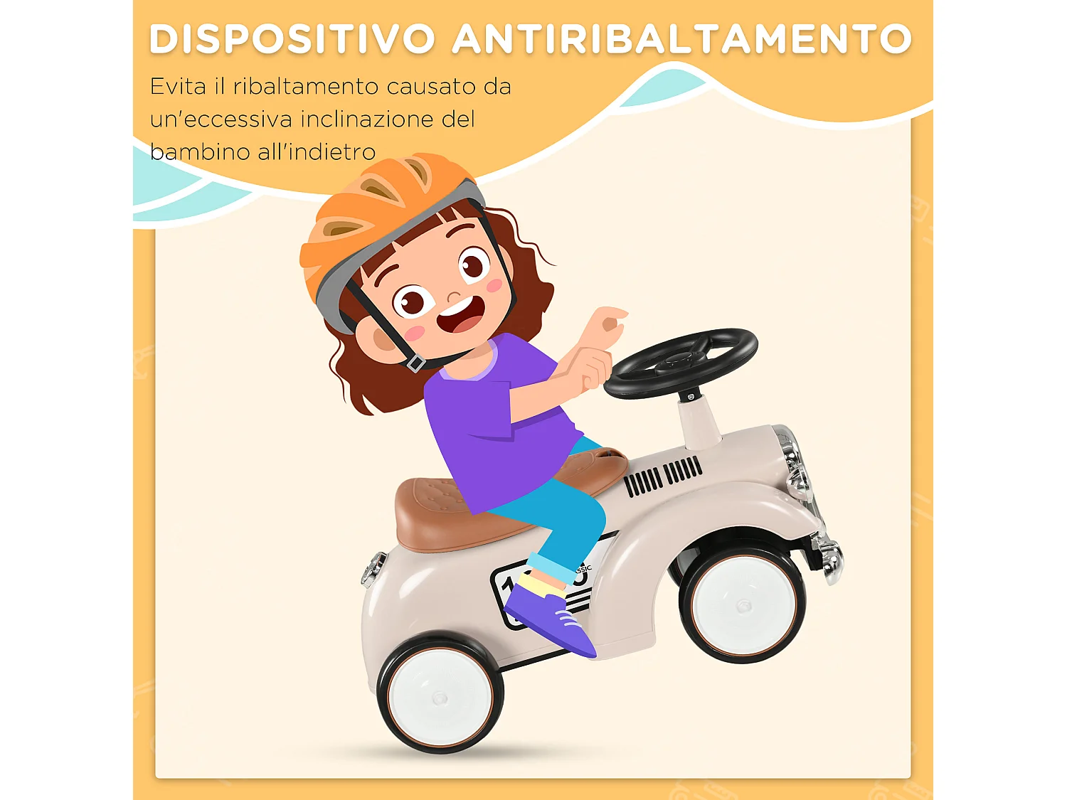 Macchina per bambini 12-36 mesi con clacson volante vano portaoggetti