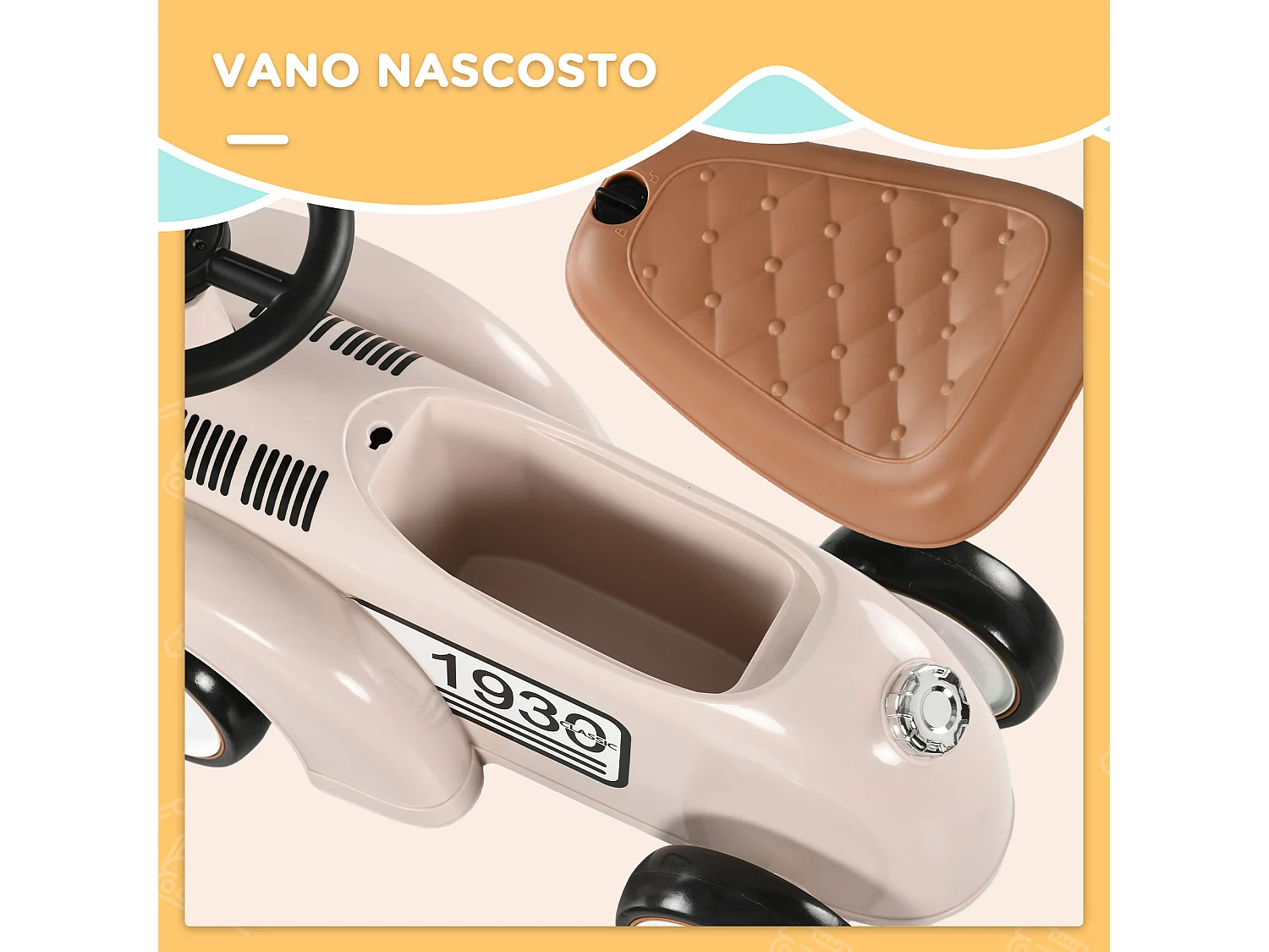 Macchina per bambini 12-36 mesi con clacson volante vano portaoggetti