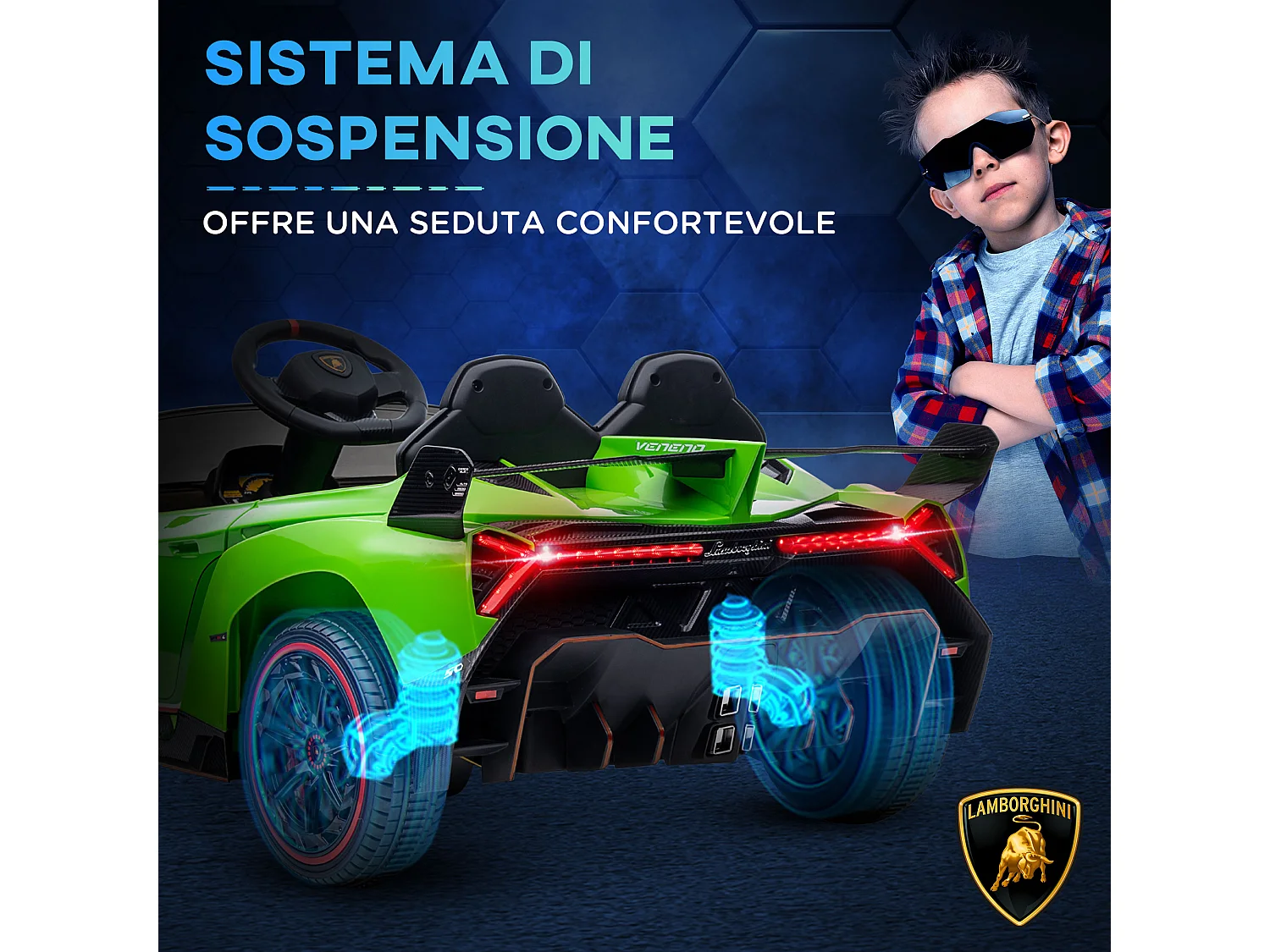 Macchina elettrica per bambini lamborghini 12v con telecomando verde