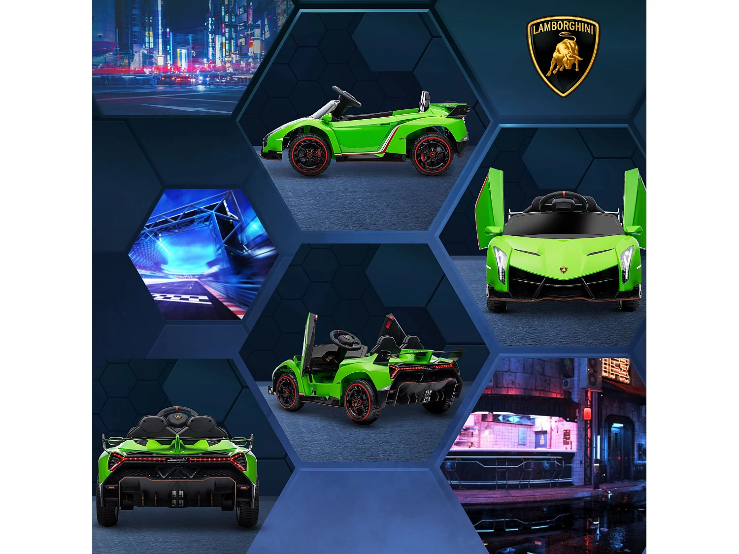 Macchina elettrica per bambini lamborghini 12v con telecomando verde