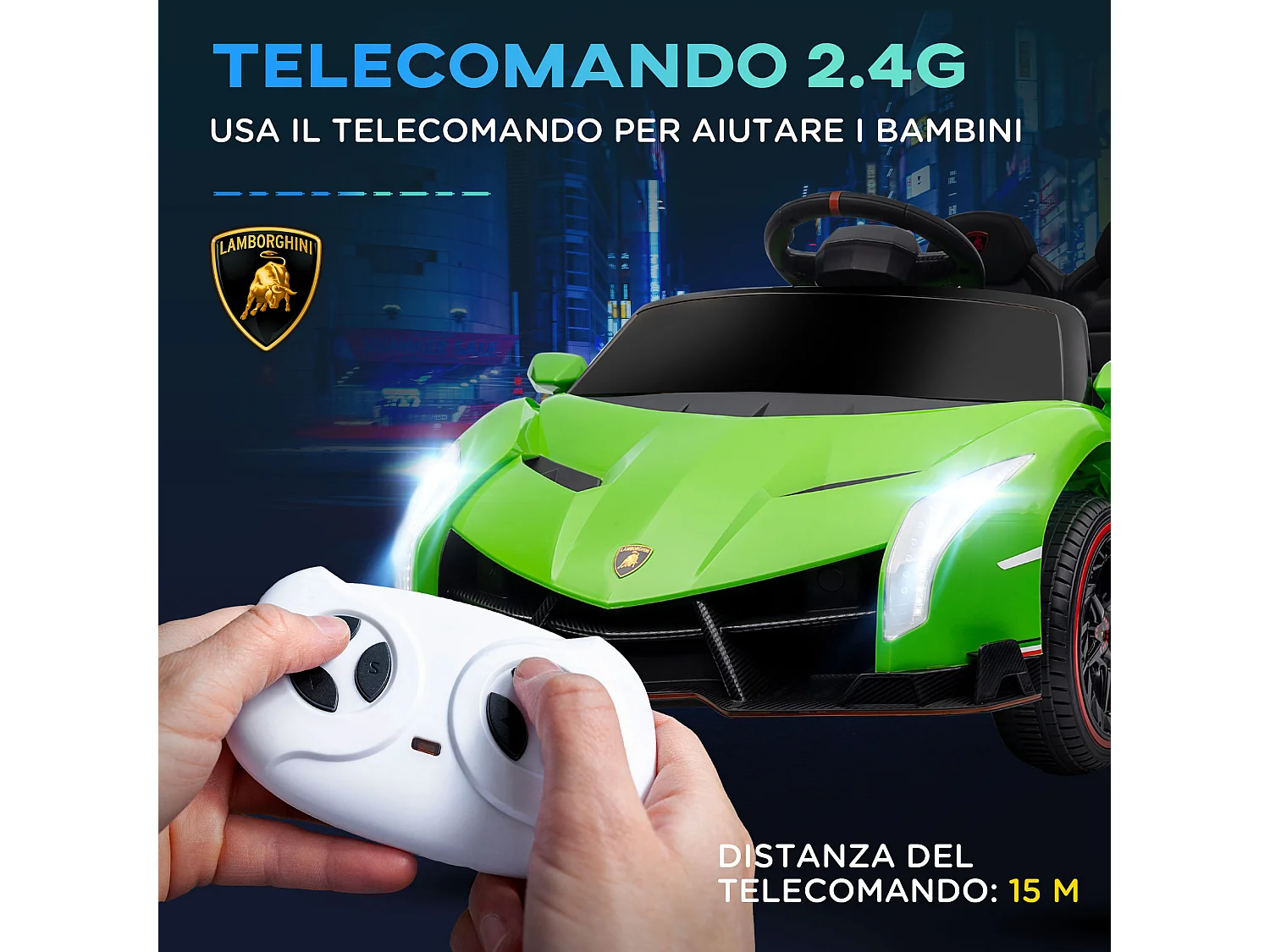 Macchina elettrica per bambini lamborghini 12v con telecomando verde