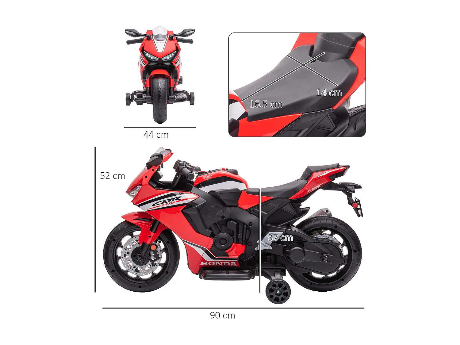 Moto elettrica per bambini con licenza honda 6v velocità 3km/h rosso