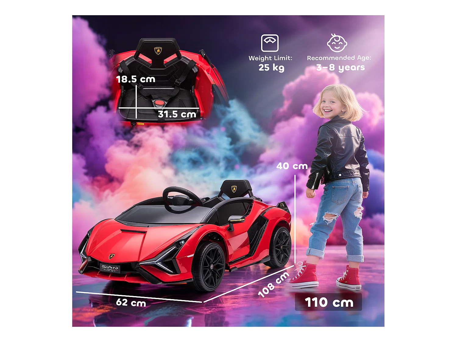 Macchina per bambini lamborghini telecomando velocità 3-8km/h