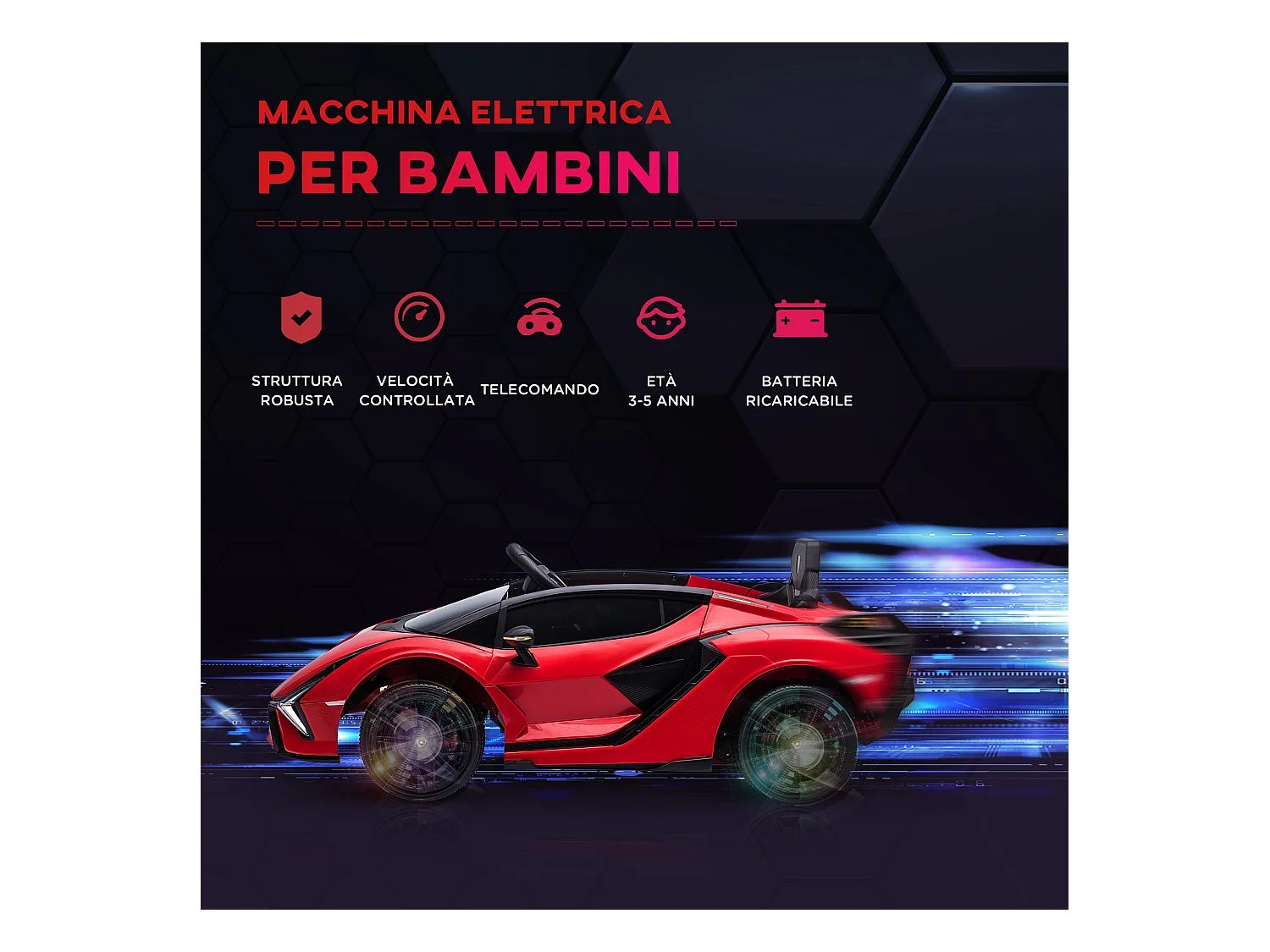 Macchina per bambini lamborghini telecomando velocità 3-8km/h