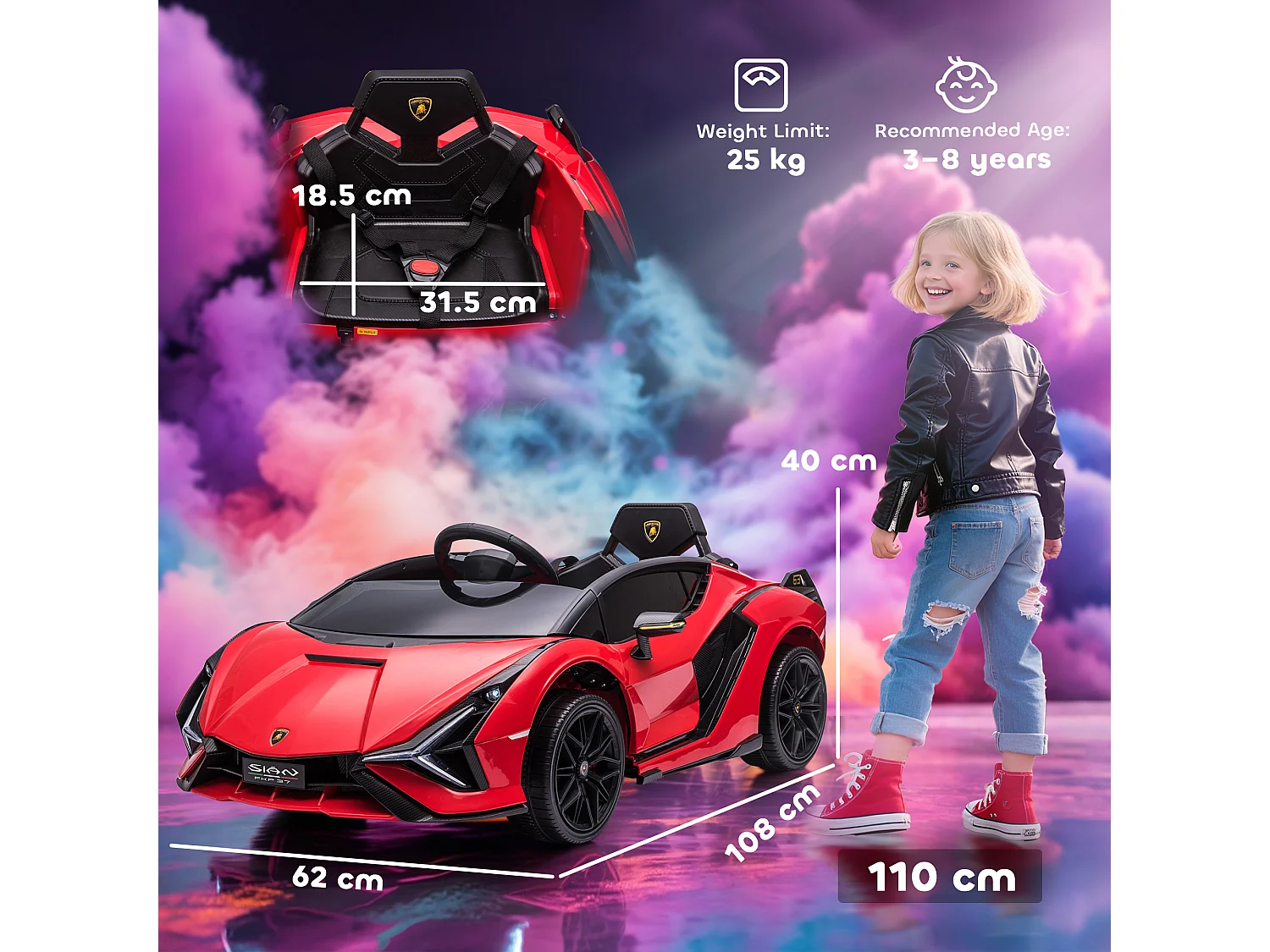Macchina per bambini lamborghini telecomando velocità 3-8km/h