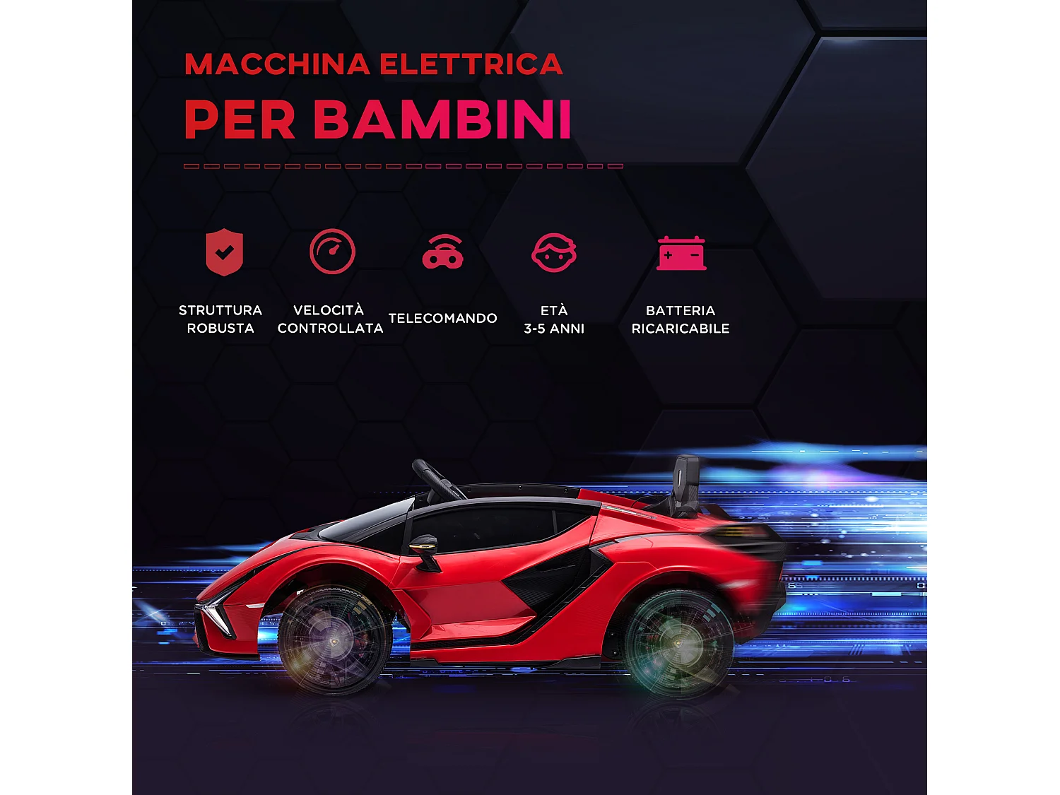 Macchina per bambini lamborghini telecomando velocità 3-8km/h