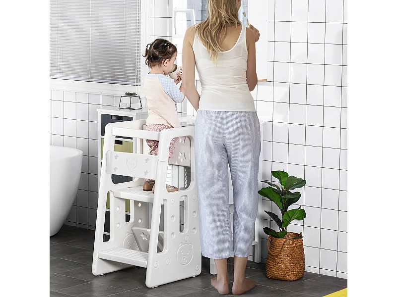 Scaletta per bambini a 3 altezze regolabili 47x47x90 cm bianco